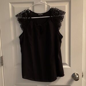 Express Black Lace Cap Sleeve Women's Top